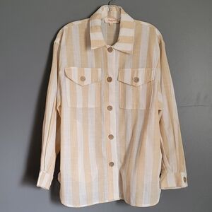 Peach Love Oversized Button-Front Striped Shirt. Size S‎